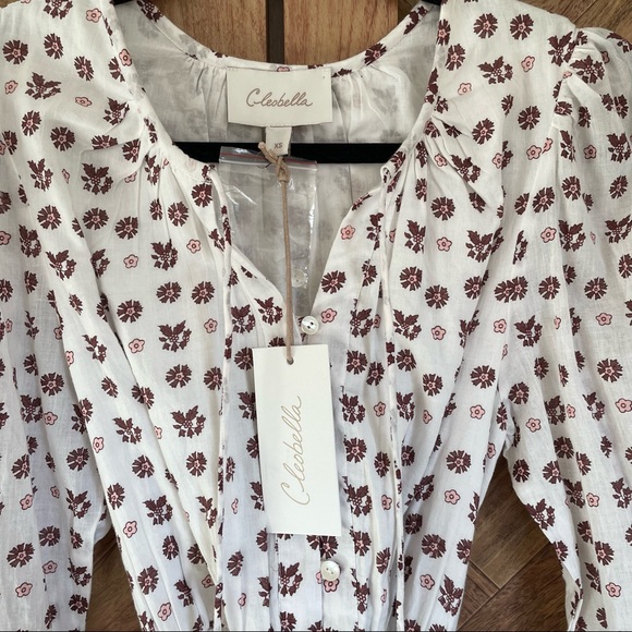 SOLD 🛍 NWT CLEOBELLA Blakely White Neutral Floral Midi Dress size XS MSRP $258 - Picture 4 of 6